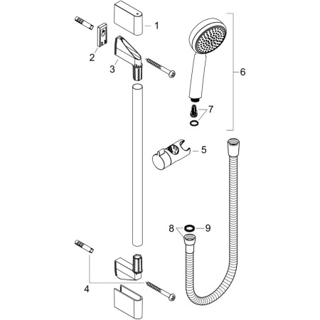 Set de dus cu bara 65 cm Hansgrohe, Crometta 100, para si furtun, crom [3]