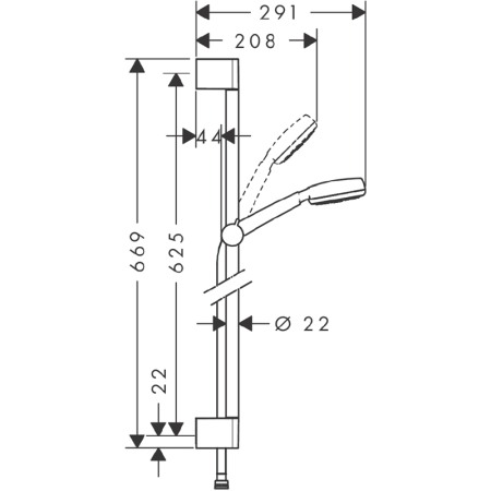 Set de dus cu bara 65 cm Hansgrohe, Crometta 100, para si furtun, crom [1]