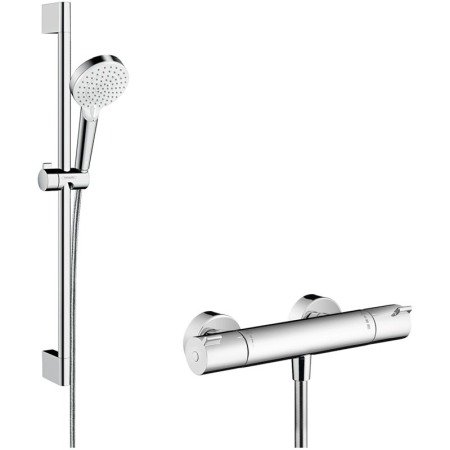 Baterii baie - Set de dus cu bara de dus 65 cm, Hansgrohe, Crometta, baterie de dus Ecostat 1001 CL, crom