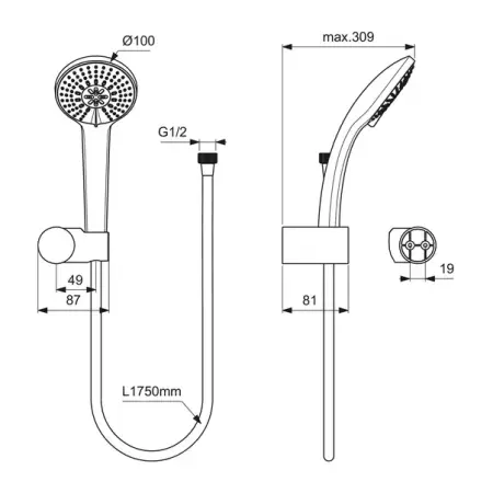 Set de dus cu porter Ideal Standard IdealRain Soft 3 functii crom lucios [1]