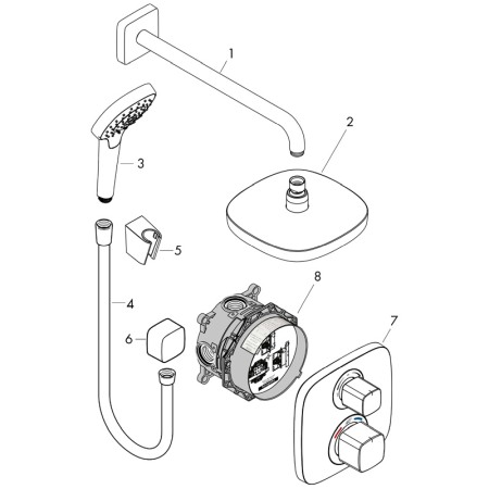 Set de dus Hansgrohe, Croma Select E, cu baterie termostatata Ecostat E, crom [2]