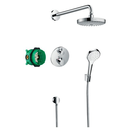 Sisteme de dus incastrate - Set de dus, Hansgrohe, Croma Select S, cu baterie de dus, Ecostat S termostatat, crom