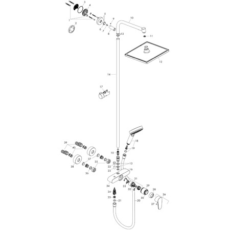 Set de dus Hansgrohe, Crometta E 240, cu palarie, para si baterie de dus, crom [3]