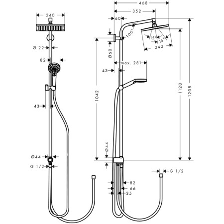 Set de dus Hansgrohe, Crometta E 240 Reno, cu palarie si para de dus, crom [1]