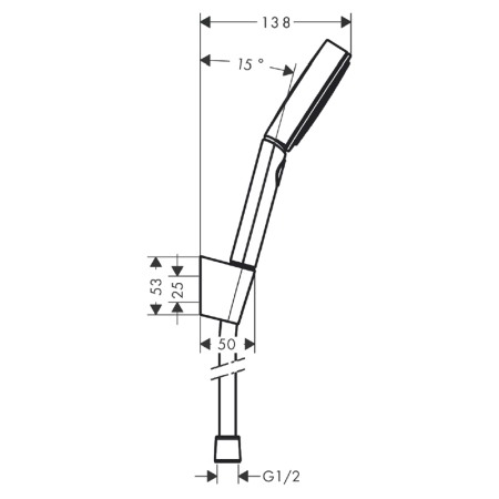 Set de dus Hansgrohe, Pulsify Select 105, 3 jeturi Relaxation, cu furtun de dus si agatatoare, crom [1]