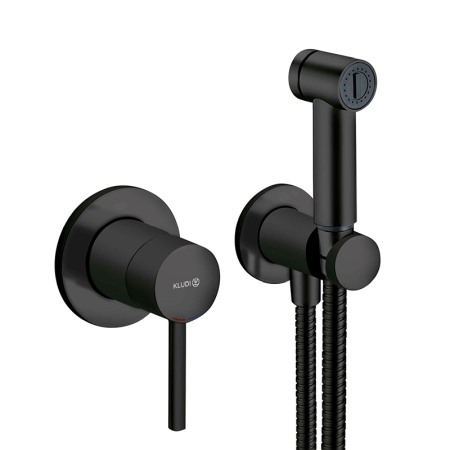 Baterii bideu si dus igienic - Set de dus igienic, Kludi, Bozz, negru mat