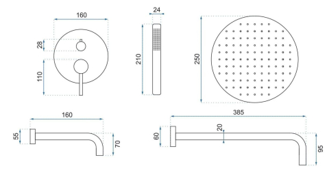 Set de duș incastrat Rea Lungo cupru periat cu BOX [8]