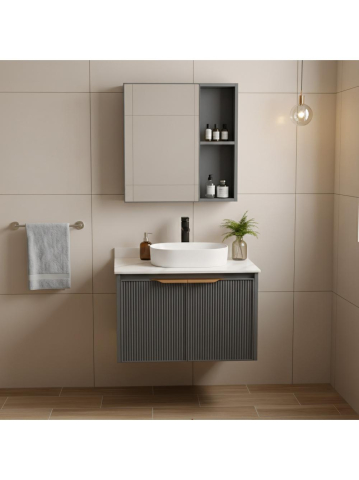 Mobilier Baie - Set de mobilier de baie cu blat Marti 60cm gri