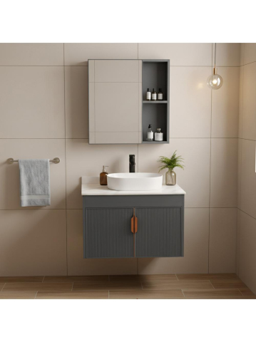 Mobilier Baie - Set de mobilier de baie cu blat Modo 60cm gri