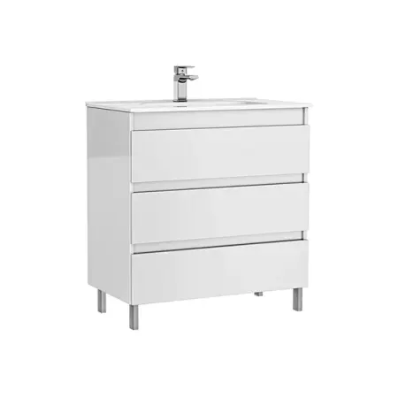 Seturi de mobilier si lavoar - Set dulap baza pe pardoseala Gala Daily alb 3 sertare cu lavoar 80 cm