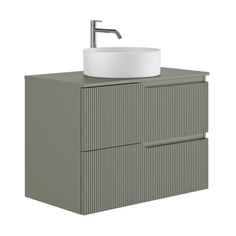 Seturi de mobilier si lavoar - Set dulap baza suspendat Gala Canaletto 2 sertare 80 cm cu blat finisaj verde mat
