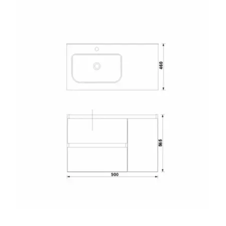 Set dulap baza suspendat Gala Daily alb 2 sertare 1 usa si lavoar 90 cm [1]