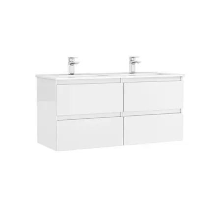 Mobilier Baie - Set dulap baza suspendat Gala Daily alb 4 sertare cu lavoar 120 cm