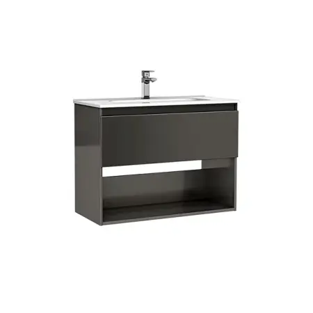 Mobilier Baie - Set dulap baza suspendat Gala Daily antracit 1 sertar cu lavoar 80 cm