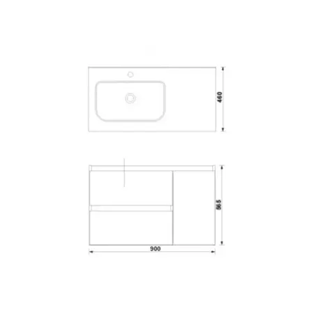 Set dulap baza suspendat Gala Daily antracit 2 sertare 1 usa si lavoar 90 cm [1]