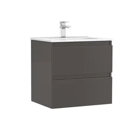 Mobilier Baie - Set dulap baza suspendat Gala Daily antracit 2 sertare cu lavoar 60 cm