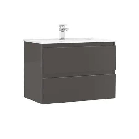 Mobilier Baie - Set dulap baza suspendat Gala Daily antracit 2 sertare cu lavoar 80 cm
