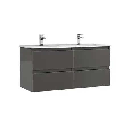 Mobilier Baie - Set dulap baza suspendat Gala Daily antracit 4 sertare cu lavoar 120 cm