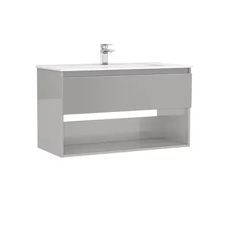 Mobilier Baie - Set dulap baza suspendat Gala Daily gri 1 sertar cu lavoar 100 cm