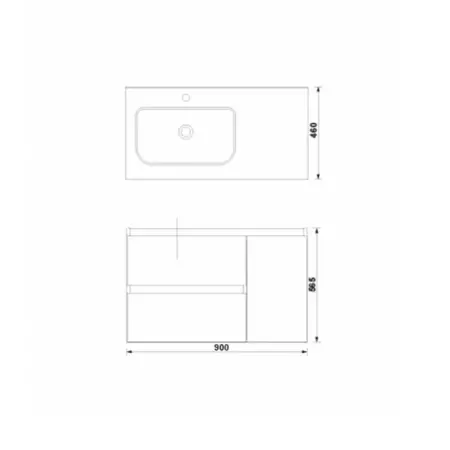 Set dulap baza suspendat Gala Daily gri 2 sertare 1 usa si lavoar 90 cm [1]