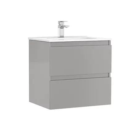 Mobilier Baie - Set dulap baza suspendat Gala Daily gri 2 sertare cu lavoar 60 cm