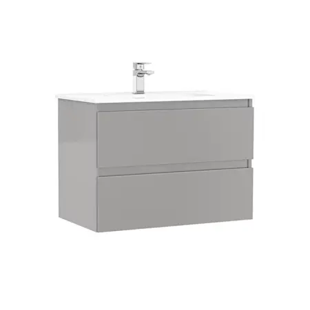 Seturi de mobilier si lavoar - Set dulap baza suspendat Gala Daily gri 2 sertare cu lavoar 80 cm