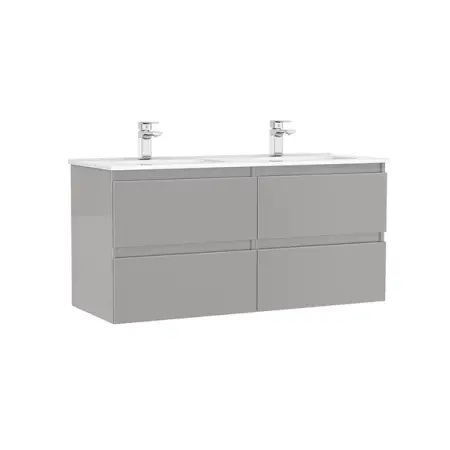 Seturi de mobilier si lavoar - Set dulap baza suspendat Gala Daily gri 4 sertare cu lavoar 120 cm