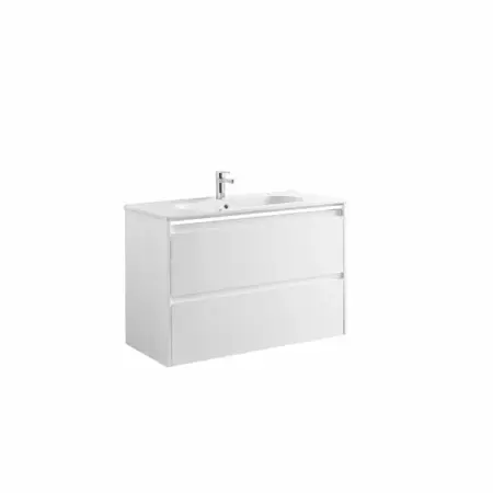 Seturi de mobilier si lavoar - Set dulap suspendat si lavoar Gala Klea alb lucios 98 cm