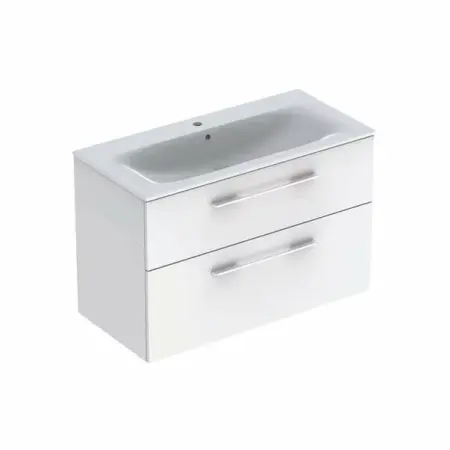 Mobilier Baie - Set dulap suspendat si lavoar Geberit Selnova alb 2 sertare 100 cm