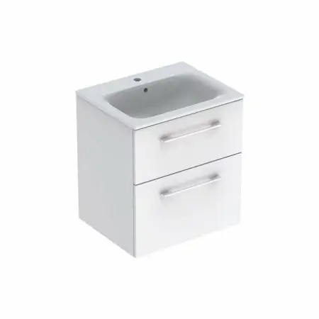 Mobilier Baie - Set dulap suspendat si lavoar Geberit Selnova alb 2 sertare 60 cm