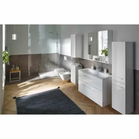 Mobilier Baie - Set dulap suspendat si lavoar Geberit Selnova alb 2 sertare 80 cm