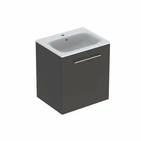 Mobilier Baie - Set dulap suspendat si lavoar Geberit Selnova lava gri inchis 1 usa 60 cm