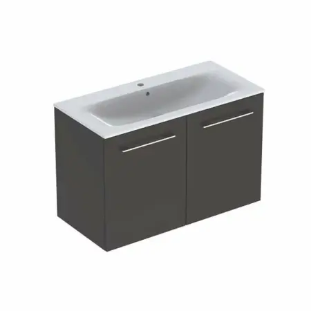Mobilier Baie - Set dulap suspendat si lavoar Geberit Selnova lava gri inchis 2 usi 100 cm