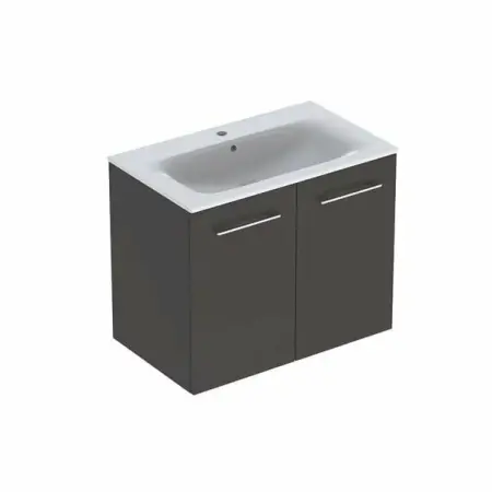 Mobilier Baie - Set dulap suspendat si lavoar Geberit Selnova lava gri inchis 2 usi 80 cm
