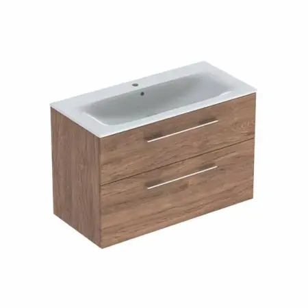 Mobilier Baie - Set dulap suspendat si lavoar Geberit Selnova nuc 2 sertare 100 cm