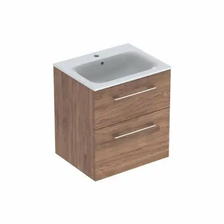 Mobilier Baie - Set dulap suspendat si lavoar Geberit Selnova nuc 2 sertare 60 cm