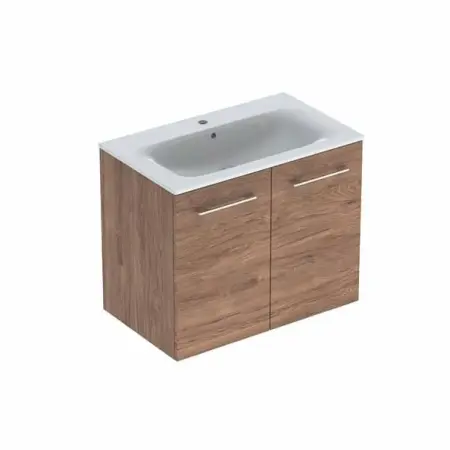 Mobilier Baie - Set dulap suspendat si lavoar Geberit Selnova nuc 2 usi 80 cm