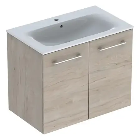 Mobilier Baie - Set dulap suspendat si lavoar Geberit Selnova nuc deschis 2 usi 80 cm