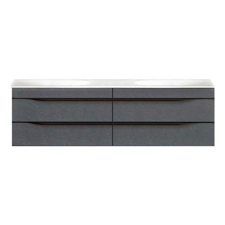 Seturi de mobilier si lavoar - Set dulap suspendat si lavoar, Kolpasan, Malaya, 141 cm, gri inchis