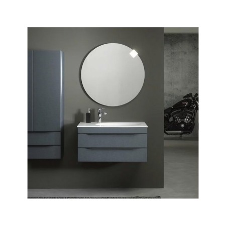Seturi de mobilier si lavoar - Set dulap suspendat si lavoar, Kolpasan, Malaya, 80 cm, gri inchis
