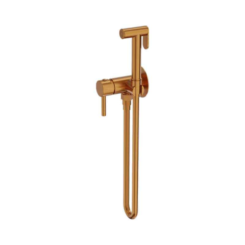 Baterii bideu si dus igienic - Set duș igienic LaVita, Verdi, furtun 120 cm, corp încastrat, brushed copper