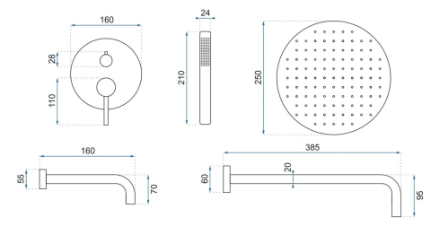 Set încastrat cadă și duș Rea Lungo titan + BOX [7]