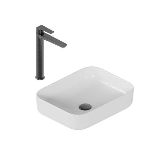 Obiecte Sanitare - Set lavoar Cori 2.0 50x38 + baterie Clever 2.0 grafit periat