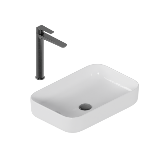 Obiecte Sanitare - Set Cori 2.0 58x38 + Baterie Clever 2.0 Grafit Periat