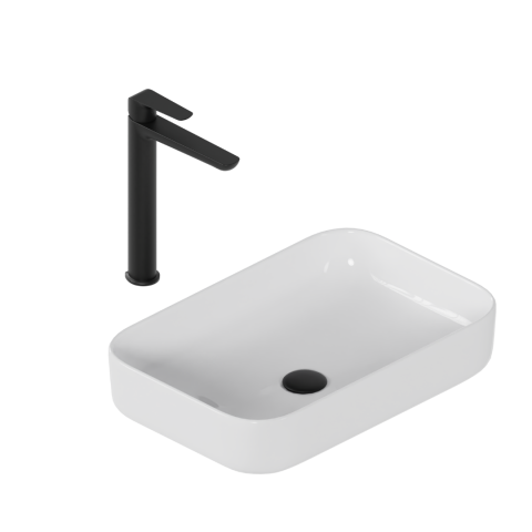 Obiecte Sanitare - Set Cori 2.0 58x38 + Baterie Clever 2.0 Negru Soft + Dop Clic-Clac