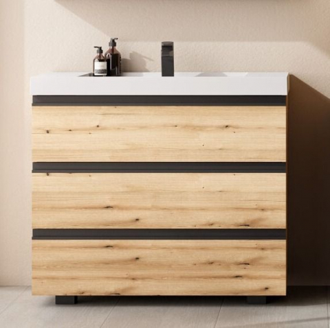 Mobilier Baie - Set mobilier baie (masca stativa cu 3 sertare si lavoar) Kolpa San Harmony 100x48xH90, stejar natur