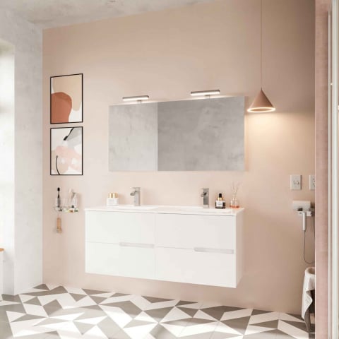 Set mobilier cu lavoar dublu Fluminia Toledo 120 cu 4 sertare soft close alb [2]