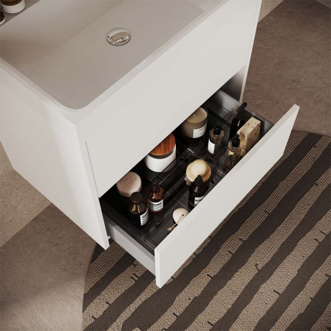 Set mobilier cu lavoar Fluminia, Fiori 60, cu sertare soft close, alb [5]
