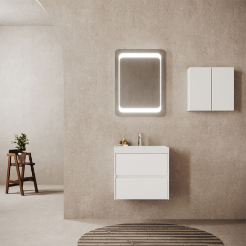 Set mobilier cu lavoar Fluminia, Fiori 60, cu sertare soft close, alb [3]