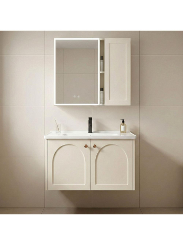 Mobilier Baie - Set mobilier de baie cu lavoar Denver 60cm Crem